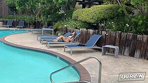 Busty Lilly Hall deepthroats huge white cock