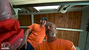 the move out turns into bareback double penetration orgy with monster cocks