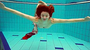 Petite Polish Teen Marketa Strips Bikini Underwater At Beach Pool