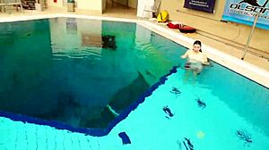 Petite Polish Teen Marketa Strips Bikini Underwater At Beach Pool