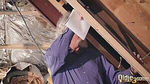 Kiara and Mia take turns fucking old man's cock doggy then share his hot cumshot