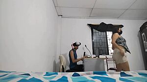 Busty stepsis dances sexy in VR while lusting for stepbro's cock in his apartment