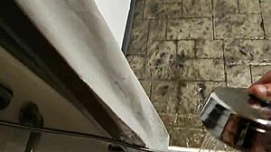 pov public shower blowjob with hot curvy wife backstage 👅💦🌊