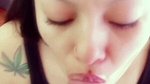 delicious homemade latina deepthroats my monster cock cums in her mouth yum