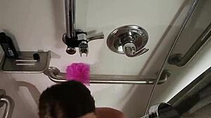 pov public shower blowjob with hot curvy wife backstage 👅💦🌊