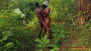 Sweet college babe spreads wet pussy for outdoor orgasm sex hidden in bushes with stranger