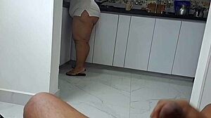 Chubby Redhead Colombian BBW Milf Masturbates Fat Big Ass In Kitchen