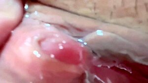pink shaved pussy closeup 106 days post-virginity loss feels so wet