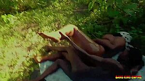 Sweet college babe spreads wet pussy for outdoor orgasm sex hidden in bushes with stranger