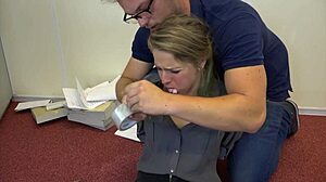 Curious about teen Violet Haze bound as real estate agent choking on deepthroat gag?