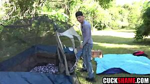 hotwife bangs stranger right in front of watching cuckold husband outdoors