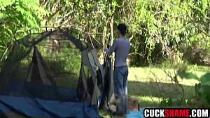 hotwife bangs stranger right in front of watching cuckold husband outdoors