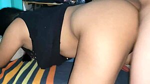 Single Latina mom fucked doggystyle hairy thick pussy while kids play outside