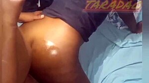 slamming and creaming deep in juicy ebony latina's huge hairy pussy