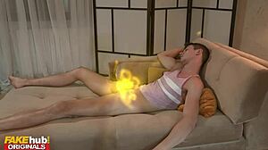 fit blonde welcomes alien guest's thick shaft into her smooth folds