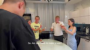 Bingo night turns into wild college orgy with petite brunettes riding monster cocks in creampie frenzy