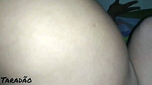 He fucks the bbw's ass until he cums