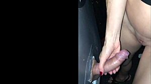 girlfriend takes cock through gloryhole at the club party