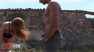 young spanish redhead monica ledesma hooks up for outdoor fucking in remastered homemade clip