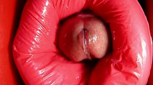 bold dinosaur machine pounds oiled redhead fuckdoll's tight wet pussy nonstop