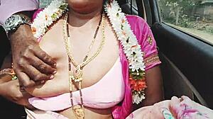 aunty whispers dirty romantic lines during hot desi car sex