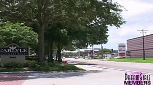 incredible tanned blonde flashes her huge tits outdoors in public homemade video