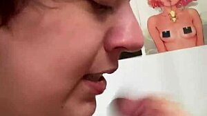 Chubby housewife starts day slurping milk from husband's fat cock deepthroat gag