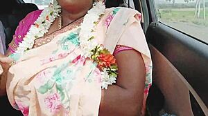 aunty whispers dirty romantic lines during hot desi car sex