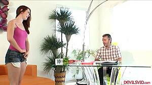 Hey teen redhead, bend over for your old coach's deep anal pounding now