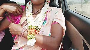 aunty whispers dirty romantic lines during hot desi car sex