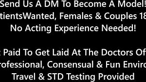 Taylor Raz spreads shaved pussy with dildo vibrator backstage as college nurse patient in hospital fetish