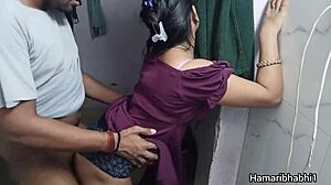 Curious housewife lifts saree for boyfriend's cumshot on panties in homemade fun