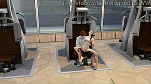 SIMs FUCK RAW in GYM Sauna, Pounding Pussy Public Style