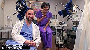 Jackie Banes Gags on Deepthroat Choke in Latex Gloves Pierced Nipples