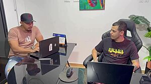 Secretaria puta feels daddy's huge interracial cock in anal creampie squirting orgasm swapping cum with big natural tits