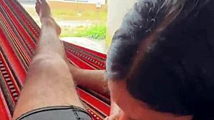 colombiana pulls out boyfriend's cock street blowjob now!