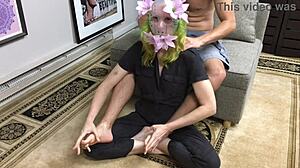 submissive foot slave humiliated with intense footjob massage and fetish worship