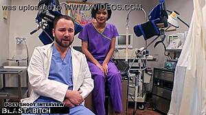 Jackie Banes Gags on Deepthroat Choke in Latex Gloves Pierced Nipples