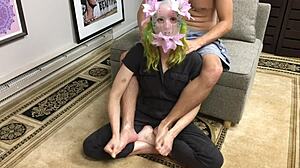 submissive foot slave humiliated with intense footjob massage and fetish worship