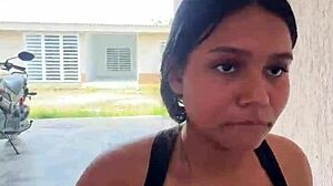 colombiana pulls out boyfriend's cock street blowjob now!