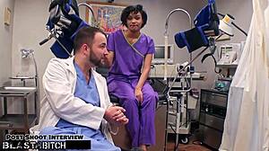 Jackie Banes Gags on Deepthroat Choke in Latex Gloves Pierced Nipples