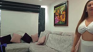 Milf latina roommate trades pussy for anal creampie in gym outfit