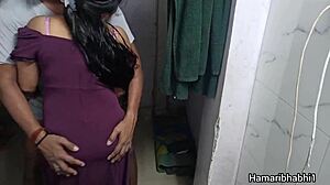 Curious housewife lifts saree for boyfriend's cumshot on panties in homemade fun