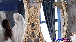 Petite Angel Strips Lingerie Bare