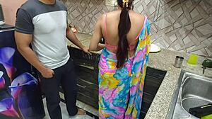 desi indian bhabhi bent over kitchen counter, devar rams her tight pussy hard first time