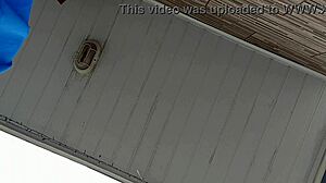 voyeur films tall mature milf mommy in see-through maid costume flashing big clit and ass cleaning sidewalk publicly on spring break