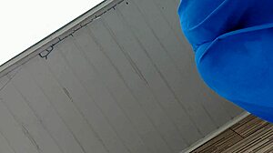 voyeur films tall mature milf mommy in see-through maid costume flashing big clit and ass cleaning sidewalk publicly on spring break