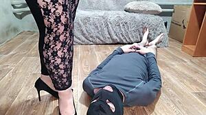 hot mil in lingerie smothers stepson face dirty talk