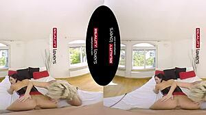 Thick Blonde Milfs in Latex Heels Take Double Doggystyle Blowjobs in Pierced Threesome