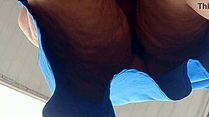 voyeur films tall mature milf mommy in see-through maid costume flashing big clit and ass cleaning sidewalk publicly on spring break